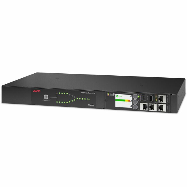 APC by Schneider Electric AP4434A APC Netshelter Rack Automatic Transfer Switch, 1U, 20 A, 208V, 2 C20 IN, 8 C13, 1 C19 OUT, 50/60Hz