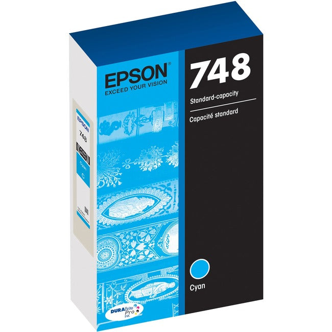 Epson T748220 DURABrite Pro 748 Original Standard Yield Inkjet Ink Cartridge - Cyan - 1 Each