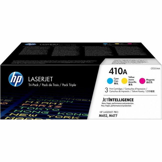 HP I CF251AM HP 410A (CF251AM) Original Standard Yield Laser Toner Cartridge - Yellow, Cyan, Magenta - 1 Carton