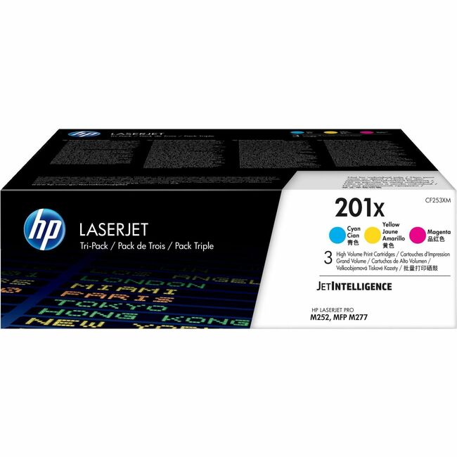 HP I CF253XM HP 201X (CF253XM) Original High Yield Laser Toner Cartridge - Cyan, Magenta, Yellow - 1 Carton