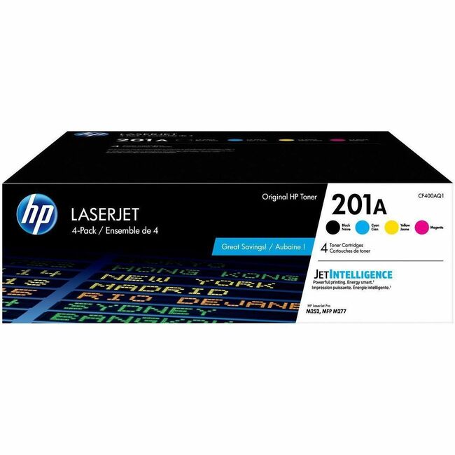 HP I CF400AQ1 HP 201A Original Laser Toner Cartridge - Combo Pack - Black, Cyan, Magenta, Yellow - 4 / Carton