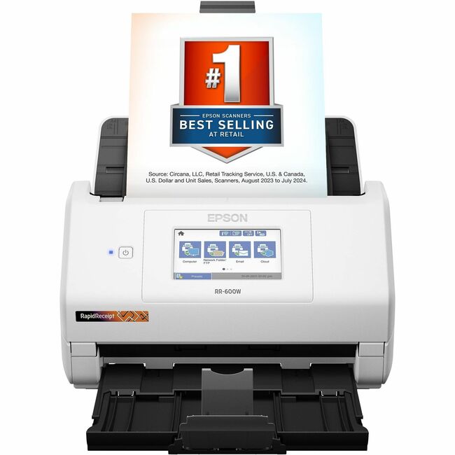 Epson B11B258202 RapidReceipt RR-600W Cordless ADF Scanner - 600 dpi Optical