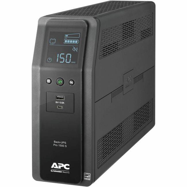APC by Schneider Electric BR1500MS2 BACK UPS PRO 1500VA SINEWAVE 10 OUTLETS 2 USB CHARGING PORTS