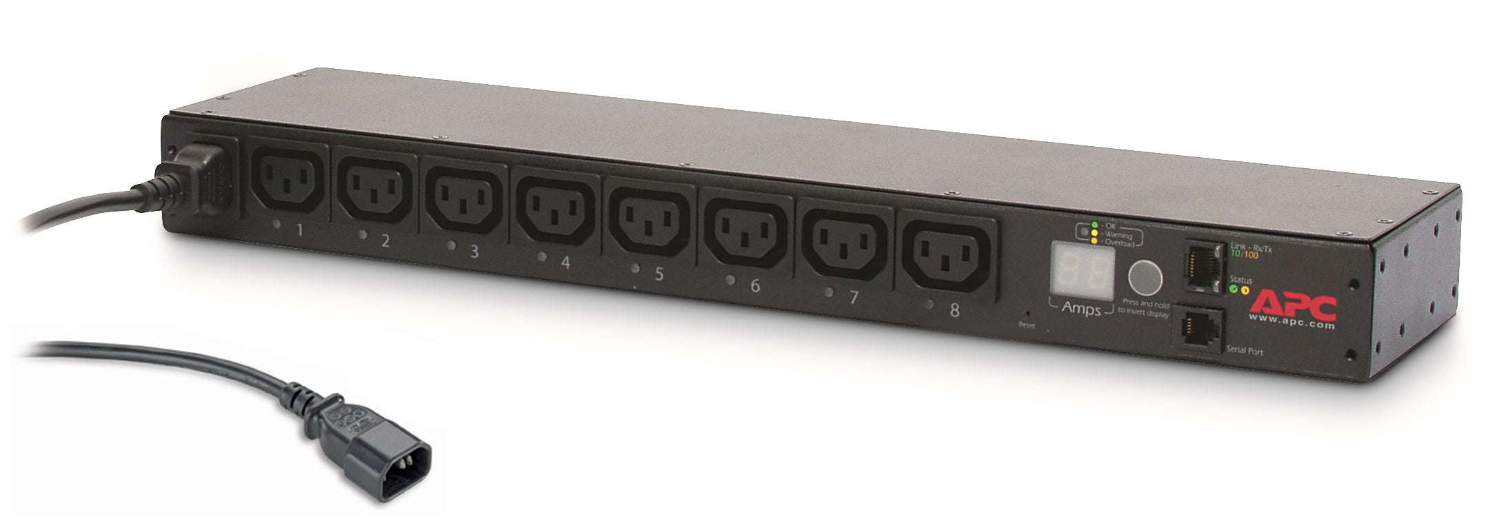 APC by Schneider Electric AP7920B APC NetShelter Switched Rack PDU, 1U, 1PH, 2.3kW 230V 10A or 2.5kW 208V 12A, 8 C13 outlets, C14 cord