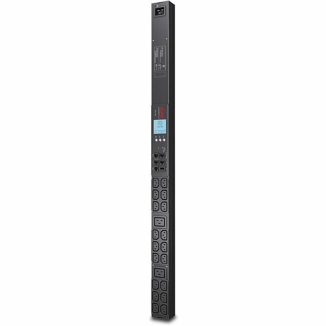 APC by Schneider Electric AP8858 APC NetShelter Metered Rack PDU, 0U, 1 phase, 3.3kW 208V 16A or 3.7kW 230V 16A, 18 C13 and 2 C19 outlets, C20 inlet