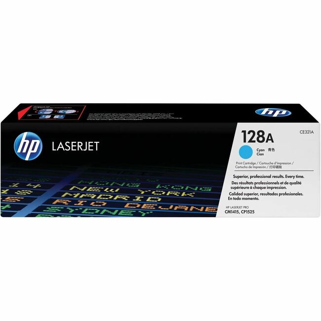 HP I CE321A HP 128A (CE321A) Original Standard Yield Laser Toner Cartridge - Single Pack - Cyan - 1 Each