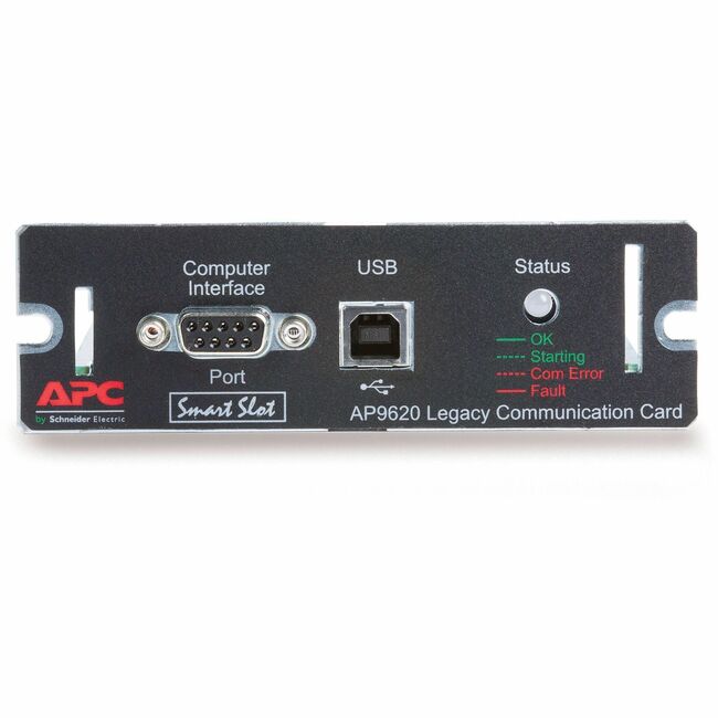 APC by Schneider Electric AP9620 Schneider Electric Protocol translation to UPS-Link, Management Options, Legacy Communications SmartSlot Card, UPS support for UPSLink protocol serial communications