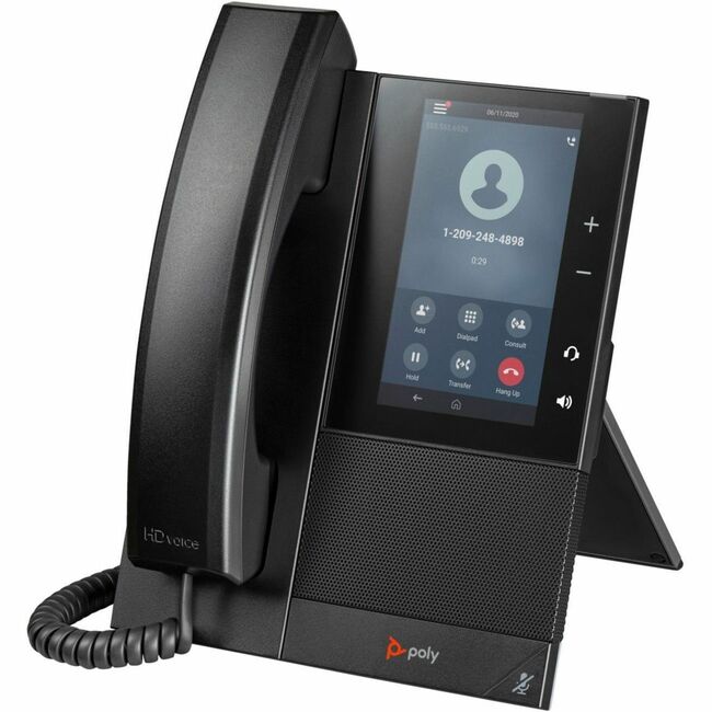 HP 82Z82AA Poly CCX 505 IP Phone - Corded - Corded/Cordless - Bluetooth, Wi-Fi - Desktop, Wall Mountable - Black