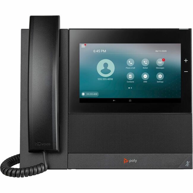 HP 82Z85AA Poly CCX 600 IP Phone - Corded - Corded/Cordless - Bluetooth, Wi-Fi - Desktop - Black