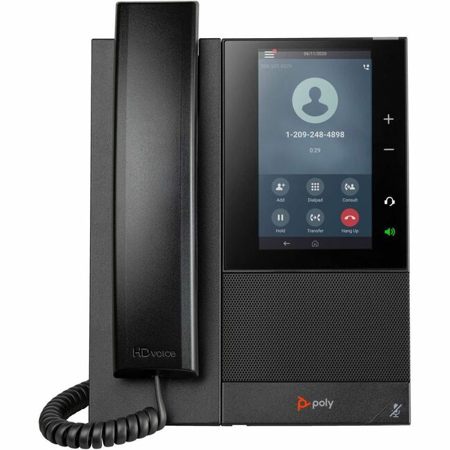 HP 84C16AA#ABA Poly CCX 505 IP Phone - Corded - Corded/Cordless - Wi-Fi, Bluetooth - Desktop, Wall Mountable - Black