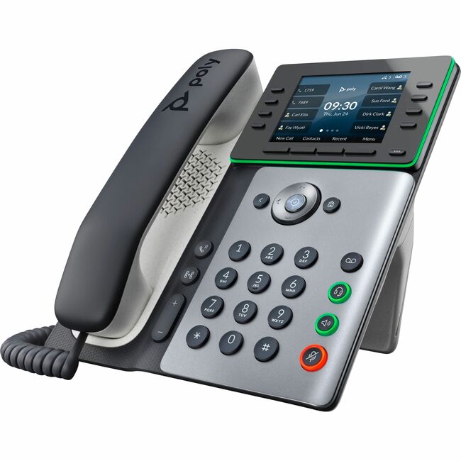 HP 89B53AA#ABA Poly Edge E350 IP Phone - Corded - Corded/Cordless - Wi-Fi, Bluetooth - Desktop, Wall Mountable - Black