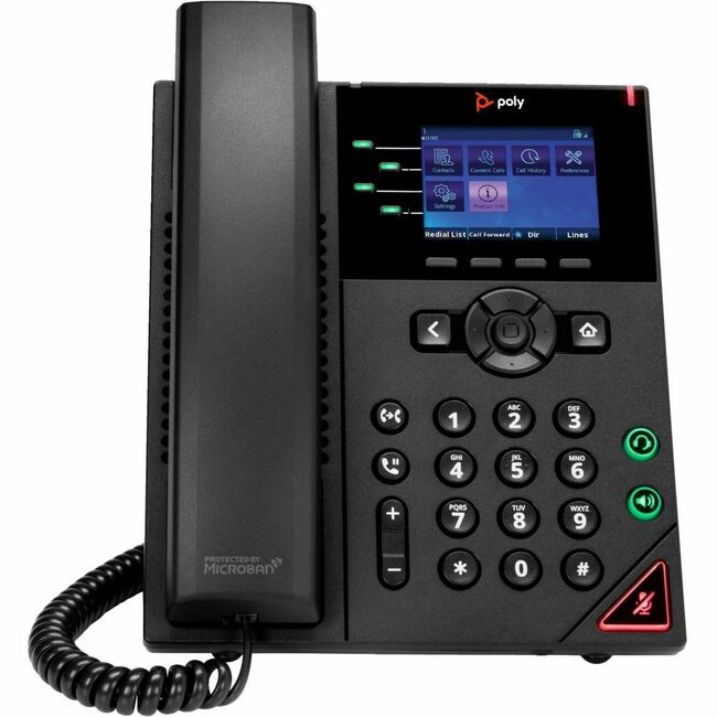 HP 89B58AA Poly VVX 250 IP Phone - Corded - Corded - Desktop, Wall Mountable - Black