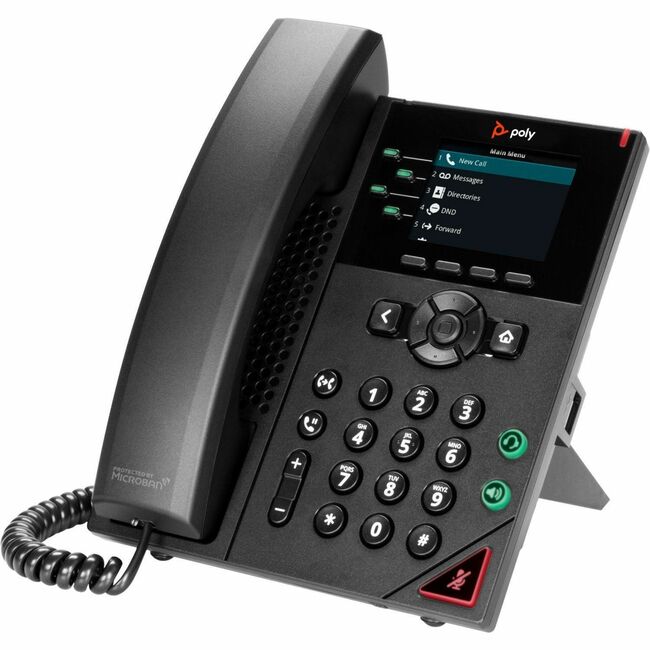 HP 89B66AA#ABA Poly VVX 250 IP Phone - Corded - Corded - Desktop, Wall Mountable - Black
