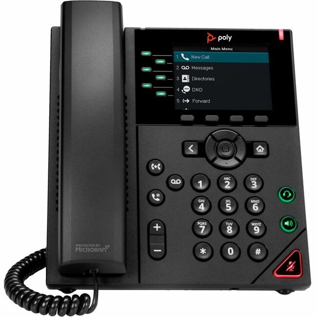 HP 89B69AA#ABA Poly VVX 350 IP Phone - Corded - Corded - Desktop, Wall Mountable - Black