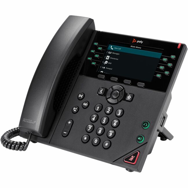 HP 89B76AA#ABA Poly VVX 450 IP Phone - Corded - Corded - Wall Mountable, Desktop - Black