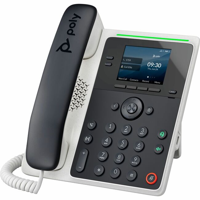 HP 82M86AA Poly Edge E100 IP Phone - Corded - Corded - 3 Multiple Conferencing - Desktop, Wall Mountable - White, Midnight Blue