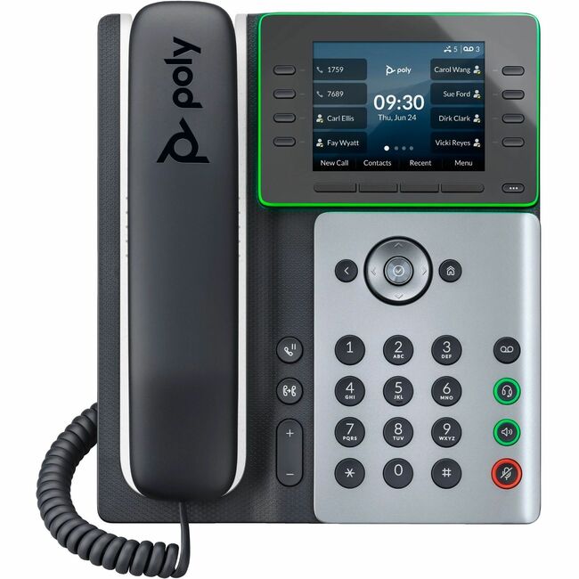 HP 82M89AA Poly Edge E350 IP Phone - Corded - Corded/Cordless - Wi-Fi, Bluetooth, NFC - 3 Multiple Conferencing - Desktop, Wall Mountable - Black - TAA Compliant