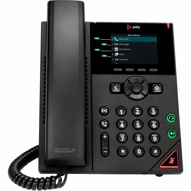 HP 89B62AA#AC3 Poly VVX 250 IP Phone - Corded - Corded - Desktop, Wall Mountable - Black