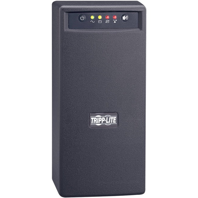 Eaton OmniVS 800VA line-interactive UPS tower with USB port, compact design, ideal for home or office electronic devices.