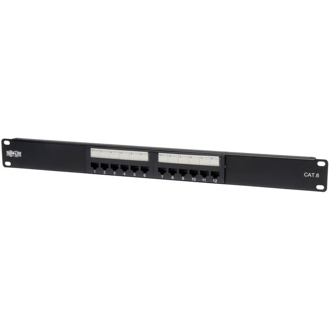 Eaton N252-012 Tripp Lite by Eaton 12-Port Cat6 Cat5 Patch Panel 568B 110 Punch Down Rackmount RJ45 1URM TAA