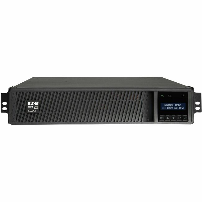 Eaton SMART750RMXL2U Tripp Lite Series 750VA line-interactive UPS with LCD display, multiple outlets, network card, and extended run capability