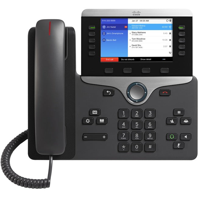 Cisco Systems CP-8851-3PW-NA-K9= Cisco 8851 IP Phone - Corded/Cordless - Corded - Bluetooth - 5 Multiple Conferencing - Wall Mountable, Desktop