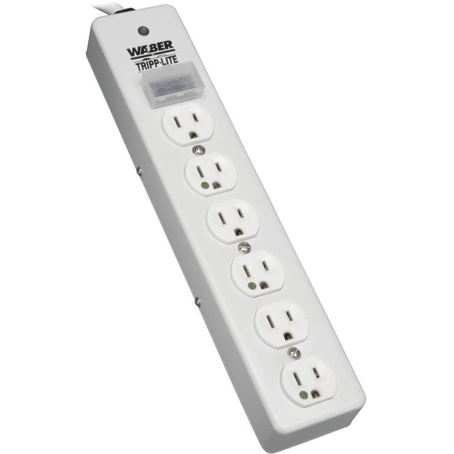 Eaton SPS-615-HG hospital-grade surge protector with 6 outlets and 15-foot cord, rated 1050 Joules, UL 1363 compliant.
