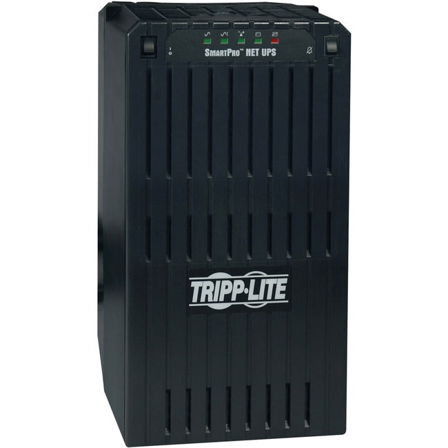Eaton SMART2200NET Tripp Lite UPS tower with 2.2kVA capacity, line-interactive design, battery backup, and three DB9 ports.