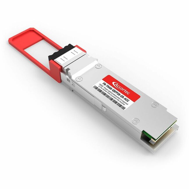 Accortec Incorporated FN-TRAN-QSFP28-ER-ACC Accortec 100GE QSFP28 Transceiver Extended Range LC Fortinet Compatible -Proper optical attenuation is required LC For shorter links to protect the receiver from permanent damage