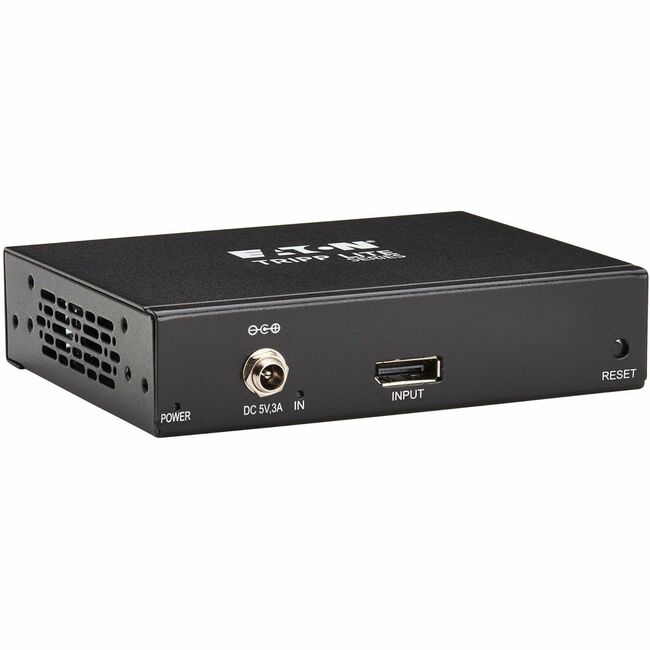 Eaton B156-002-8K Tripp Lite DisplayPort splitter showing two monitors connected via MST hub for 8K/4K resolution, DP 1.4.