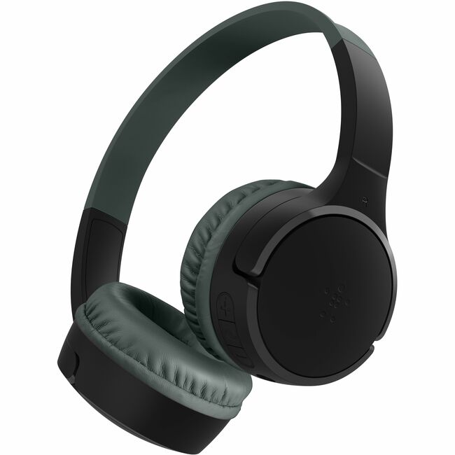 Belkin International INC AUD002BTBKV3 Belkin Wireless Bluetooth On-Ear Headphones for Kids w/ Mic - 85dB Limit - w/ USB-C Cable - Headset - Black