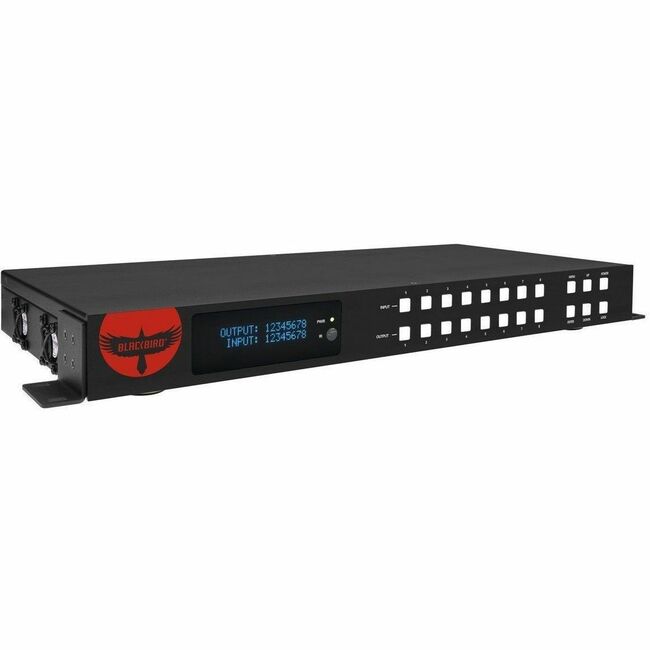 Monoprice, Inc. 44557 Monoprice Blackbird Pro-Series 4K60 8x8 Video Matrix, YUV 4:4:4, IR remote, Dolby TrueHD, DTS-HD Master Audio