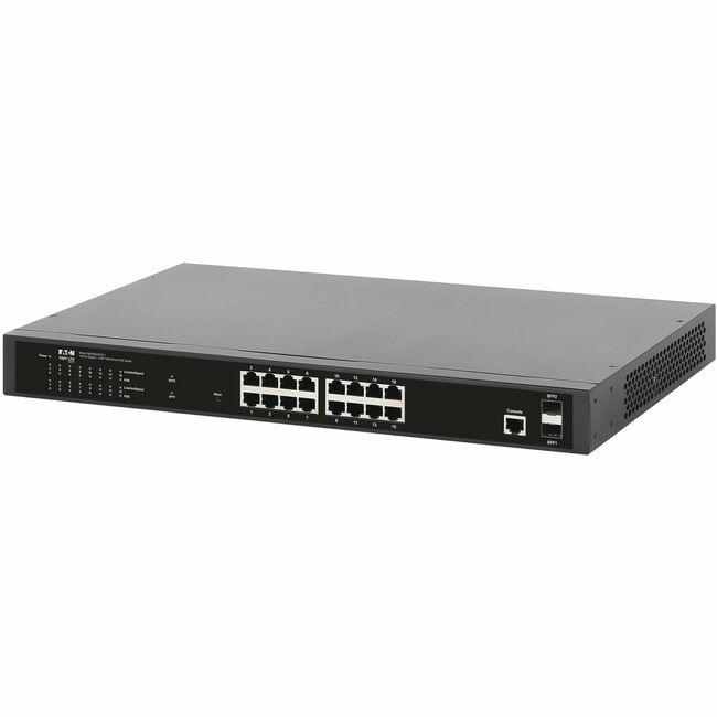Eaton NGS16C2POE-1 managed 16-port Gigabit Ethernet switch with PoE+, SFP ports, 220W power, rack or desktop installation