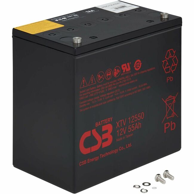 Eaton RBC12V55ET external 12V 55AH battery module for Tripp Lite UPS, designed for extreme temperature network backup.