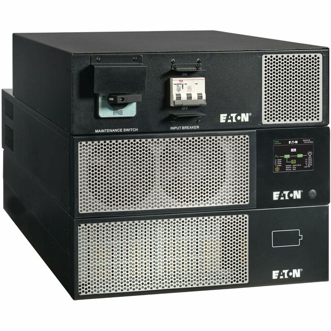 Eaton 93PX8KIND 7.5kW UPS bundle with power module, EBM, INDGW-M3 card, and accessories for reliable power backup.