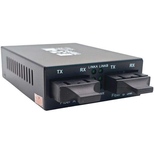 Eaton N784-MDC-4SCSC fiber optic mode converter from Tripp Lite series, showing compact device with ports and LED indicators.