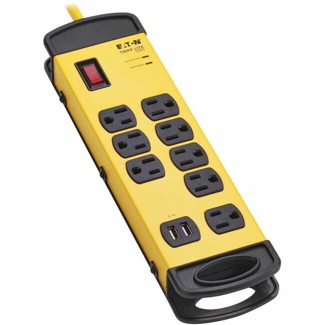 Eaton TLM825USB Tripp Lite Series 8-Outlet Industrial Safety Surge Protector - 2 USB-A Ports, 25 ft. Cord, 1960 Joules, Metal Housing