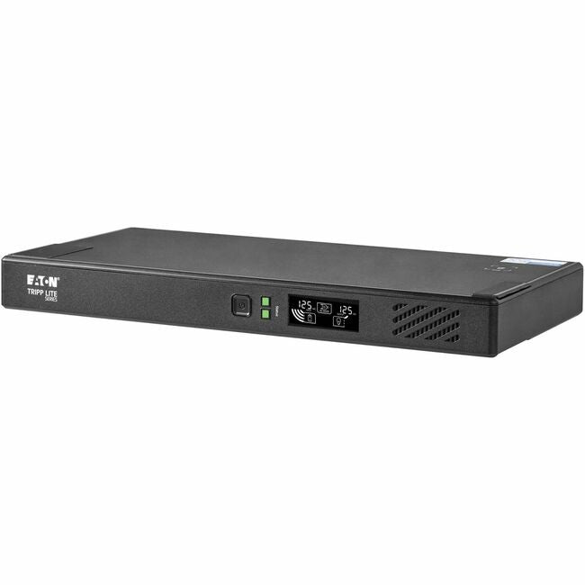 Eaton Tripp Lite BC500RT1ULNC 500VA rack/tower UPS system showing front view with power buttons and display panel.