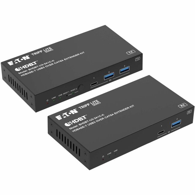 Eaton Tripp Lite USB extender cable, black, with connectors visible, for extending USB connections over longer distances.