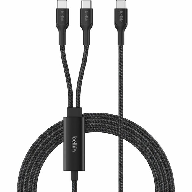 Belkin International INC CAC004FQ1.5MBK Belkin BoostCharge Pro Braided USB-C to Dual USB-C Cable 140W, Black, 5ft/1.5m