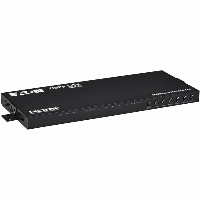 Eaton B119-4X4-MV Tripp Lite audio/video switchbox with four input and four output ports for AV signal management.