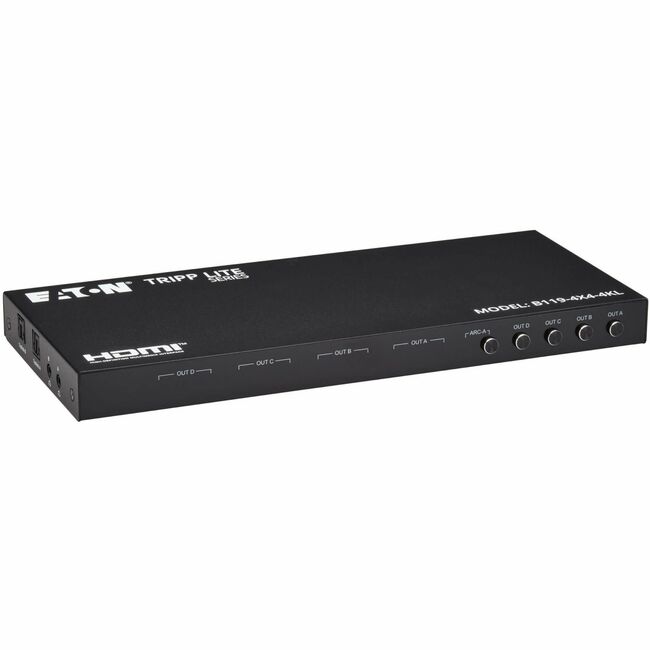 Eaton B119-4X4-4KL Video Switchbox with multiple input and output ports for audio and video connections