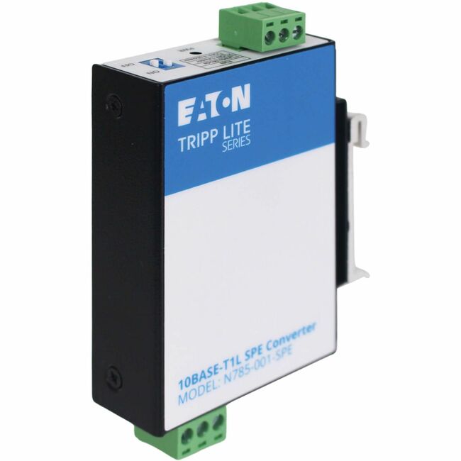 Eaton Tripp Lite series N785-001-SPE industrial transceiver and media converter showing ports and front panel.