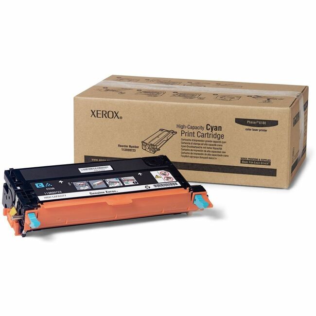 Xerox 113R00723 Genuine Phaser™ 6180/6180MFP Cyan High capacity Toner Cartridge (6000 Pages) - 113R00723