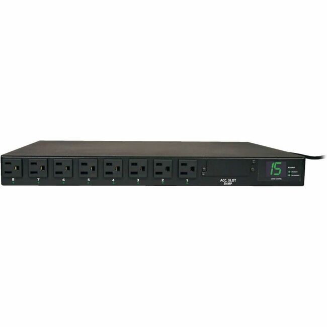 Eaton PDUMH15AT Tripp Lite PDU with local meter, 1.4kW single-phase, 8 outlets, 120V, 1U rack-mount, TAA compliant