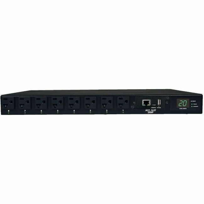 Eaton PDU with switched automatic transfer switch, 1U rack mount, 16 outlets, 120V, industrial-grade power distribution unit.