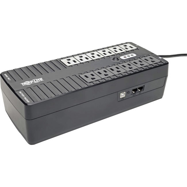 Eaton INTERNET900U Tripp Lite standby UPS with 12 NEMA outlets, 900VA capacity, 120V plug, ideal for desktop or wall use