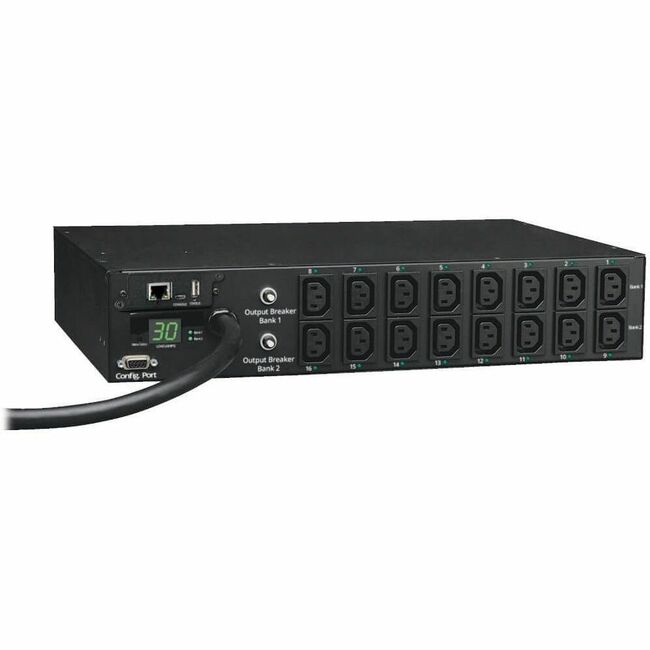 Eaton PDUMH30HVNET Tripp Lite by Eaton PDU 5.5kW Single-Phase Switched PDU - LX Interface 208/230V Outlets (16 C13) L6-30P Input 12 ft. (3.66 m) Cord 2U Rack-Mount TAA