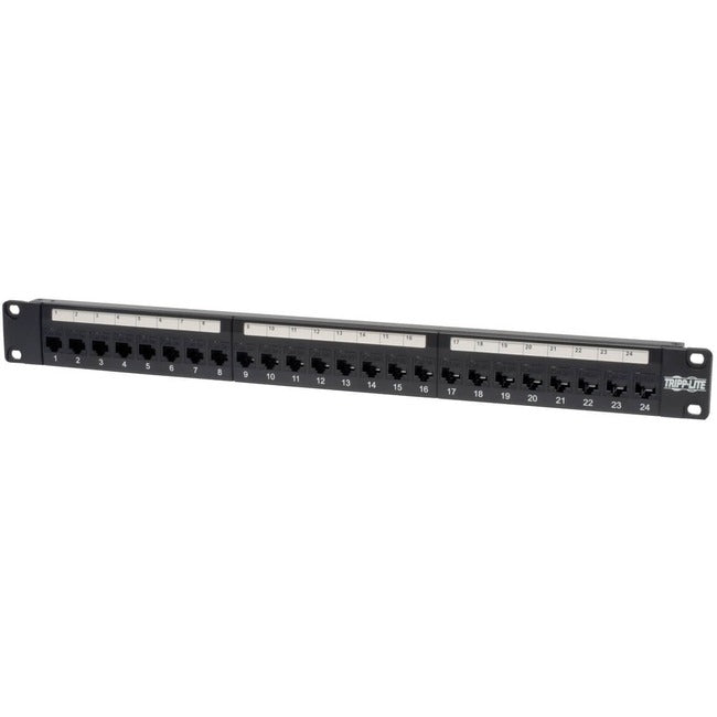 Eaton N054-024 Tripp Lite by Eaton 24-Port Cat5e Cat5 Feedthrough Patch Panel Rackmount 1URM RJ45 Ethernet TAA