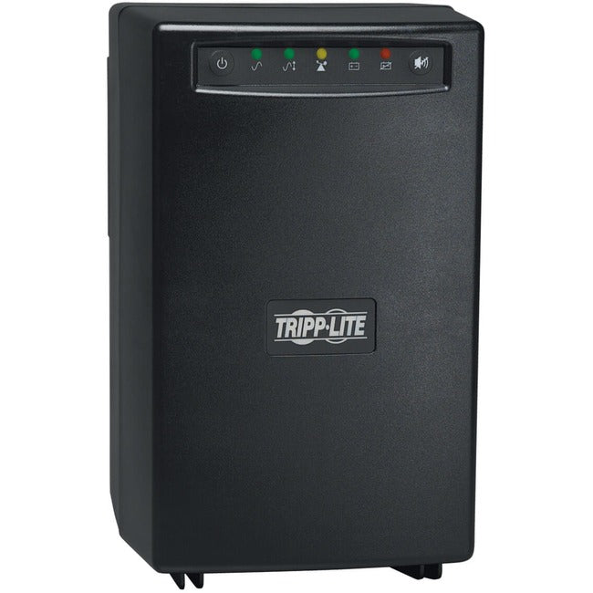Eaton SMART1500 Tripp Lite UPS tower battery backup with LCD display, USB, DB9, and SNMP ports for server backup and power management.